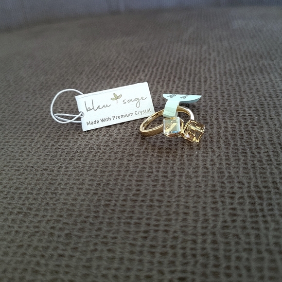 bleu💙 sage Champagne🍾 Colored Cube🧊 Crystals💎 Bypass Ring - NWT - Picture 5 of 16
